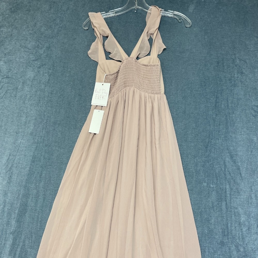 Show Me Your Mumu June Maxi Dress Womens XS Beige Smocked Back Wedding Formal